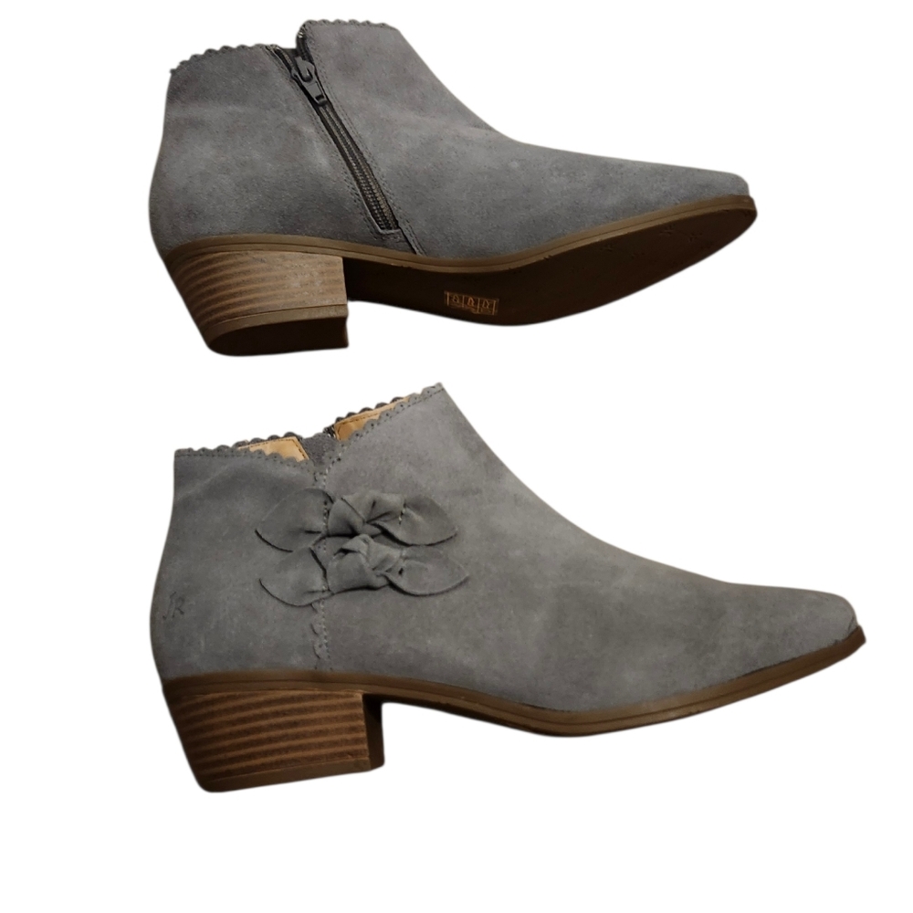 Jack Rogers Gray Ankle Suede Boots with Bow Detail - 9